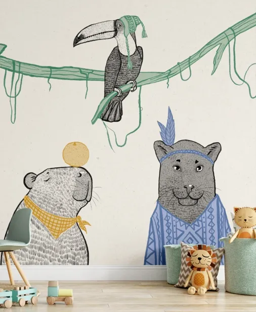 Walltime - JUNGLE FRIENDS tapeta dla dzieci przyjaciele z dżungli