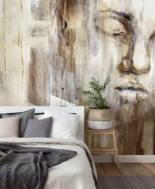 Walltime - IN MY HEART tapeta do sypialni z malarskim portretem kobiety