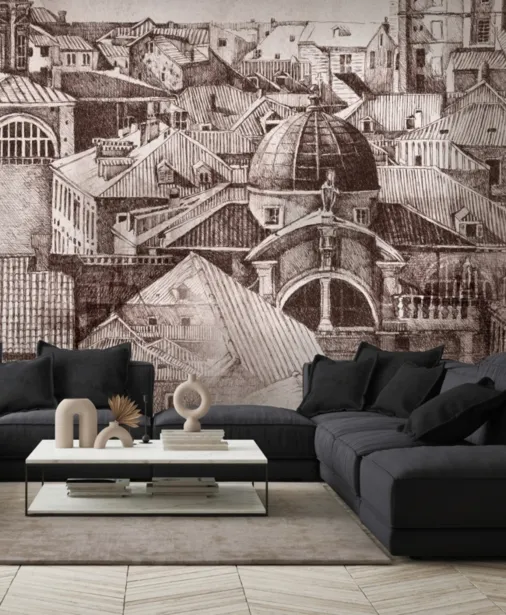 Walltime - SPAVATI - tapeta do salonu z motywem miasta