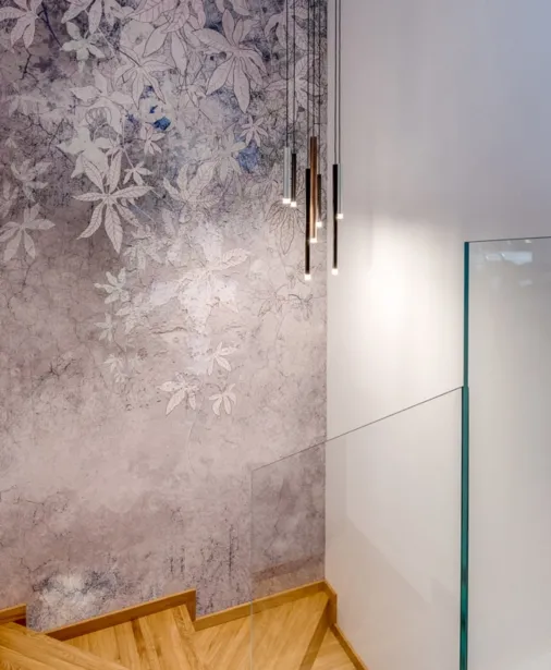 Walltime - IVY BLUE - tapeta do salonu niebieski bluszcz