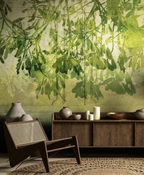 Walltime - MAJESTY zielona tapeta cień liści