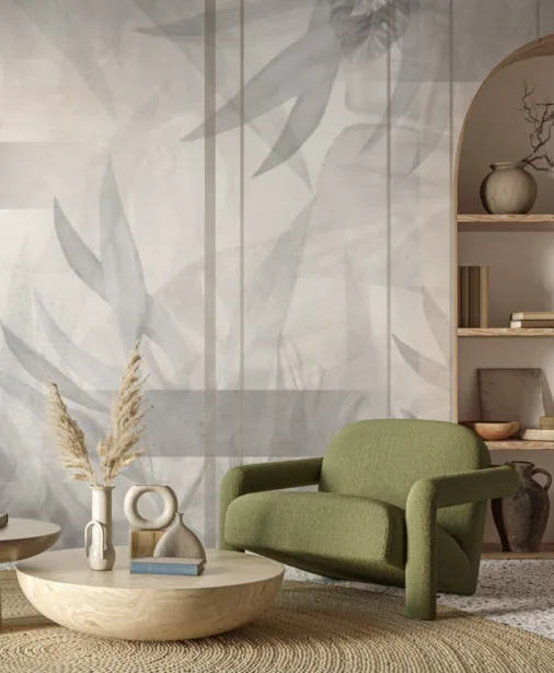 Walltime - MODESTO tapeta do salonu - liście palmy i podziały