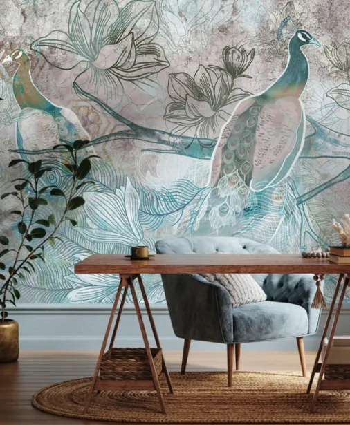 Walltime - DREAM OF FREEDOM - egzotyczne pawie art deco