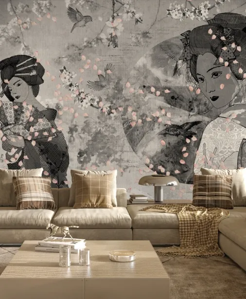 Walltime - MISAKI - tapeta do salonu z japońską gejszą
