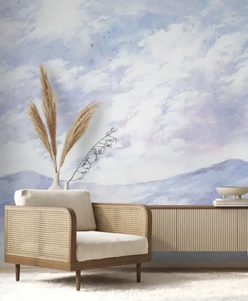 Walltime - BLU - tapeta do sypialni w chmury