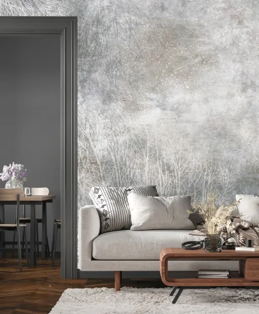 Walltime - SOLENNE abstrakcyjne gałęzie na szarym tle