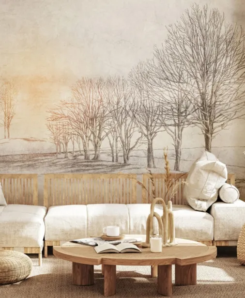 Walltime - SOL IN SILVA tapeta do salonu leśny zagajnik