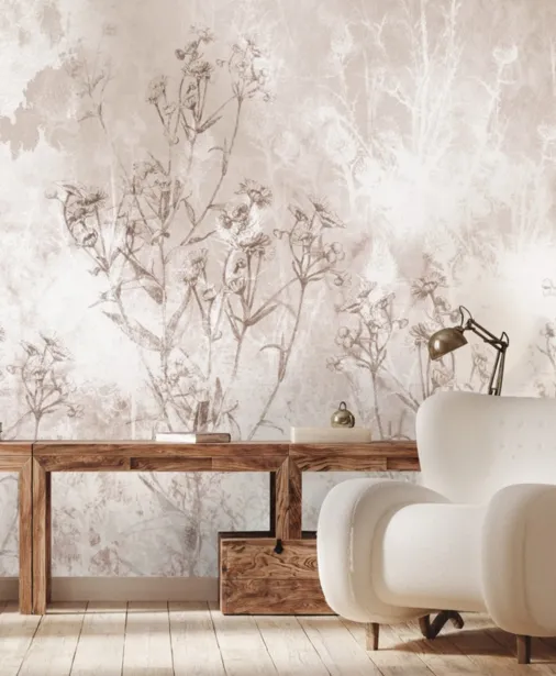 Walltime - DI FIORI tapeta do salonu delikatne kwiaty w beżu