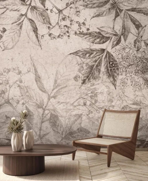 Walltime - SECCO tapeta do salonu rośliny z zielnika