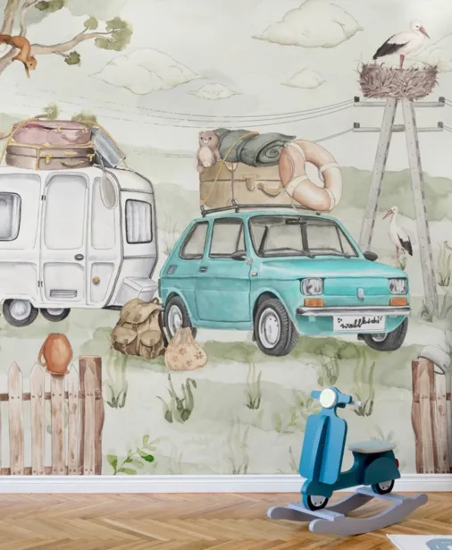 Walltime - HOLIDAY DREAM '83 LIGHT tapeta dla dzieci i młodzieży z maluchem