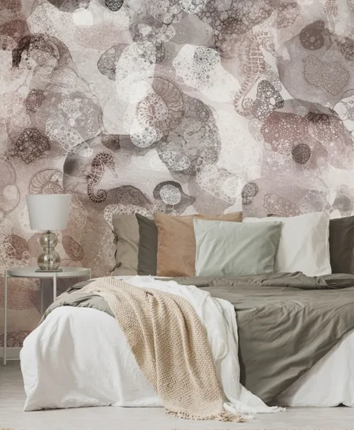 Walltime - BUBBLESEA tapeta do sypialni piana i koniki morskie