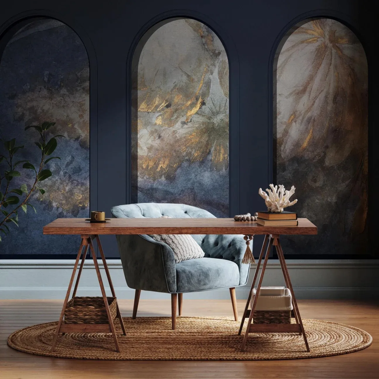 Tapeta Wall Art - Libra Graphite Harmony Blue