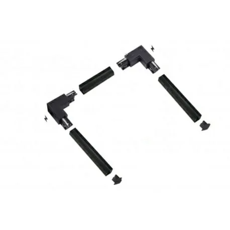 ZESTAW C szyny+łączniki L+zaślepki AZzardo - 2x 1m + 2 m - Czarny