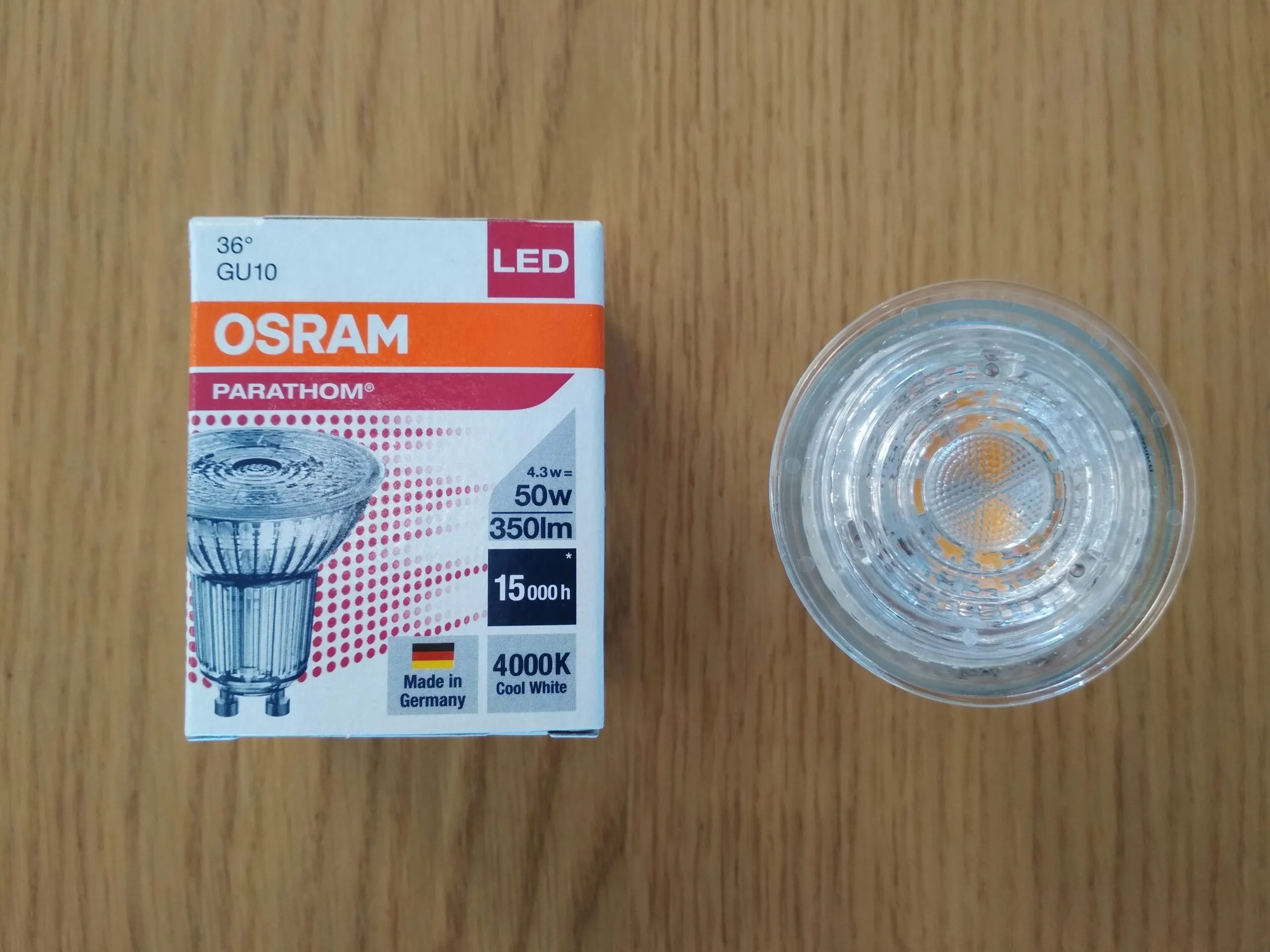 Żarówka LED 4,3W GU10 Osram/Ledvance - Ciepłobiała 3000K