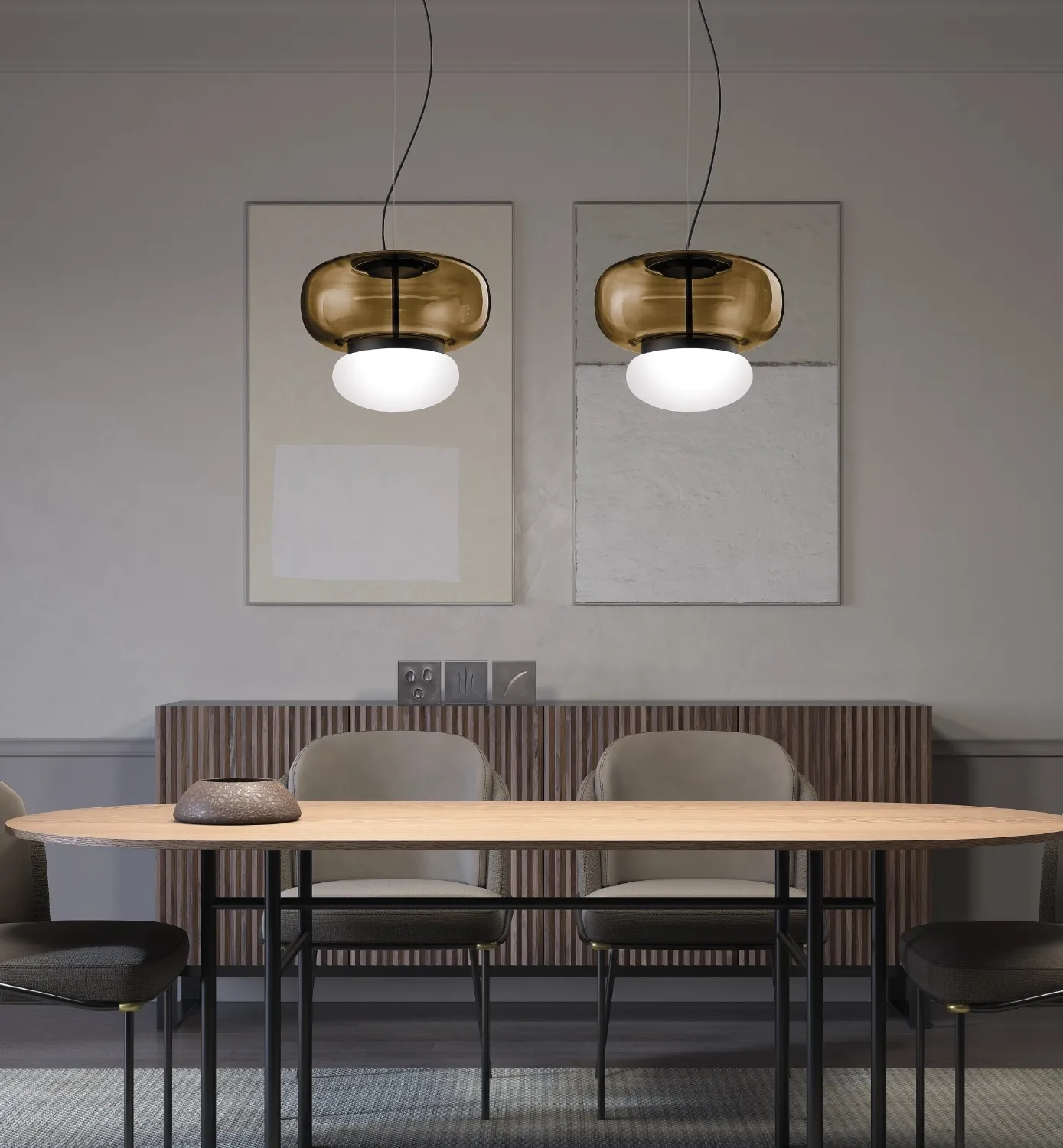 FARO Vistosi lampa wisząca nowość - FARO SP P- wys. 27,5cm, śr. 35cm - Zgniła zieleń - Czarny - 3000K