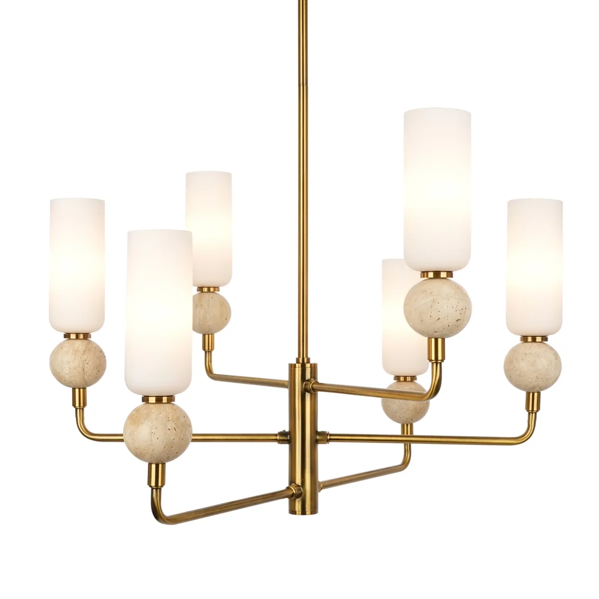 SANTOS 6 Italux żyrandol - Czarny z szarą kulą