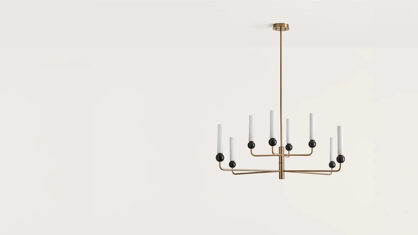 DELIE Aromas del Campo żyrandol 8 punktowy - Stare złoto-czarny marmur