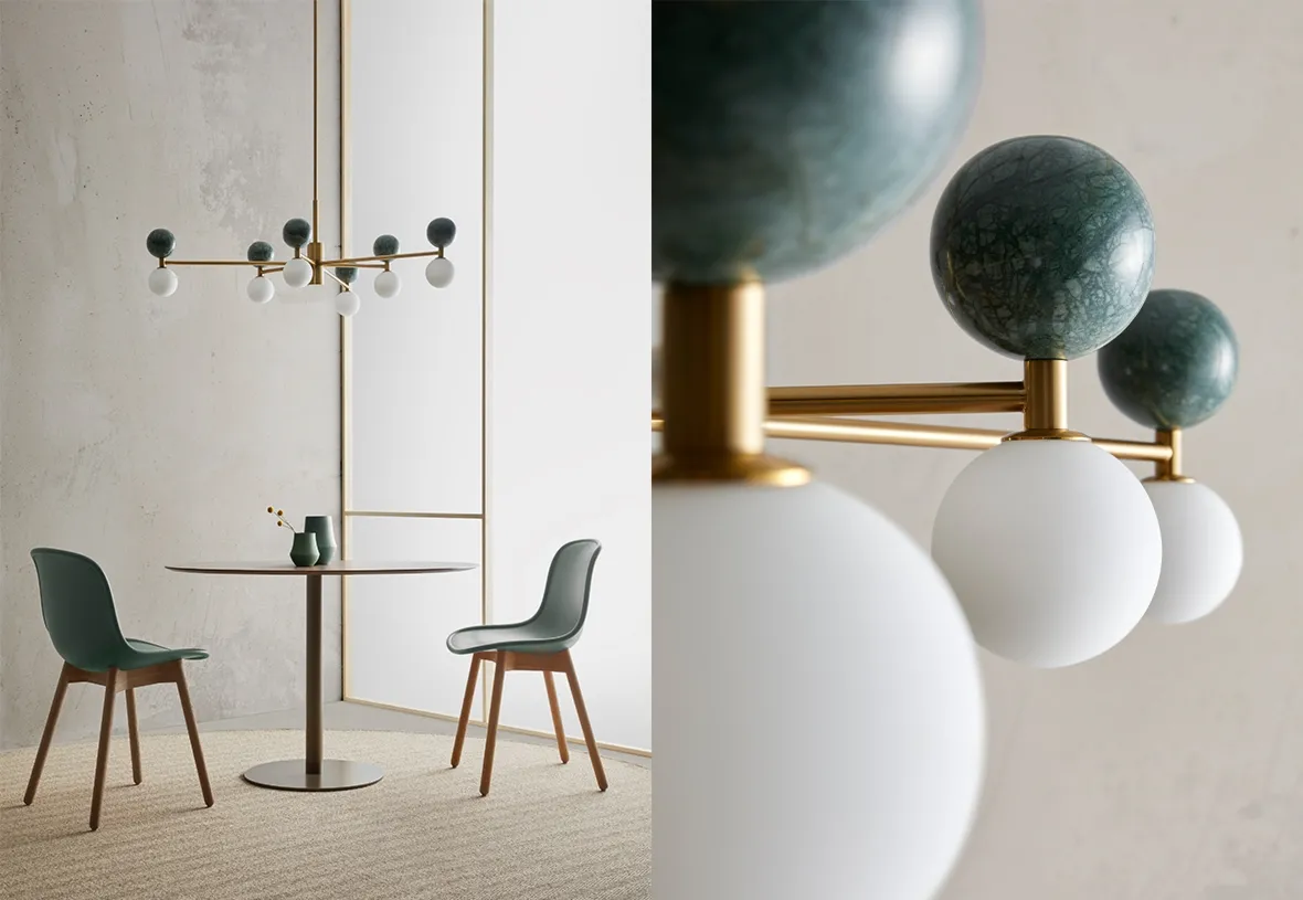 DALT 6 Aromas del Campo żyrandol - Czarny metal- czarny marmur