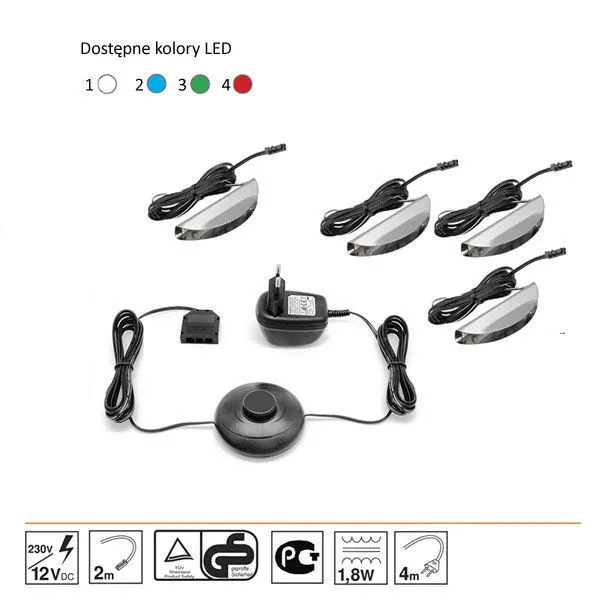 Oświetlenie 4 LED czerwone High Glossy Furniture