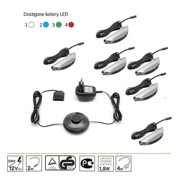 Oświetlenie LED 6 punktowe białe, High Glossy Furniture