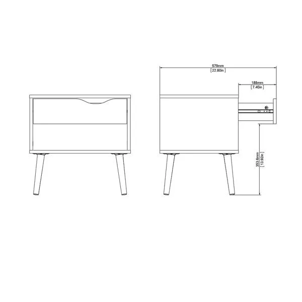 Szafka nocna biała / dąb sonoma mat 50 cm Oslo
