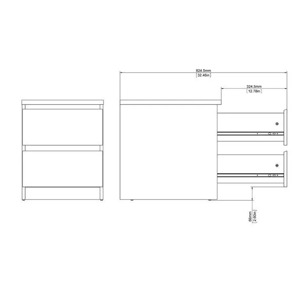 Szafka nocna z szufladami biała wysoki połysk 40 cm Naia