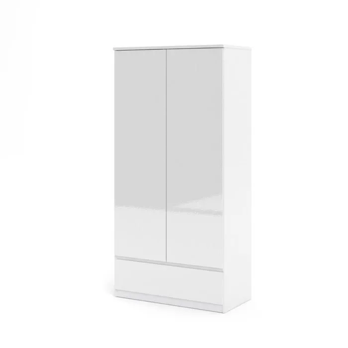 Szafa dwudrzwiowa z szufladami biała połysk 99 x 200 cm Naia