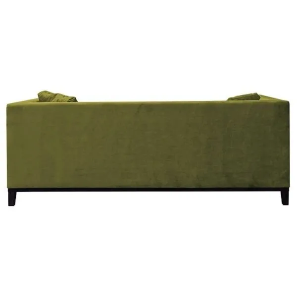 Sofa tapicerowana Leya, 3 osobowa, zielona, nóżki wenge