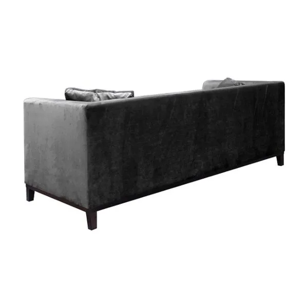 Sofa tapicerowana Leya, 3 osobowa, grafitowa, nóżki wenge