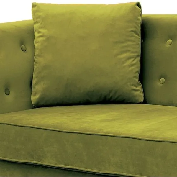 Sofa tapicerowana Leya, 3 osobowa, zielona, nóżki wenge