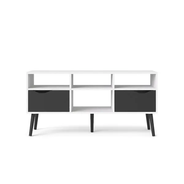 Szafka RTV biała / czarna mat 117 cm Oslo