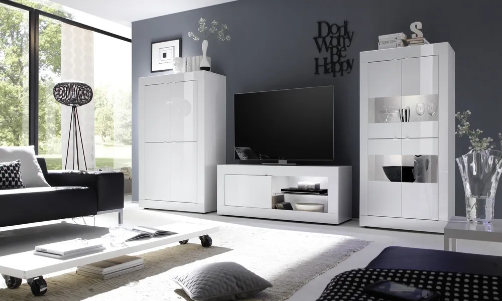 Szafka RTV biała połysk 140 cm Basic