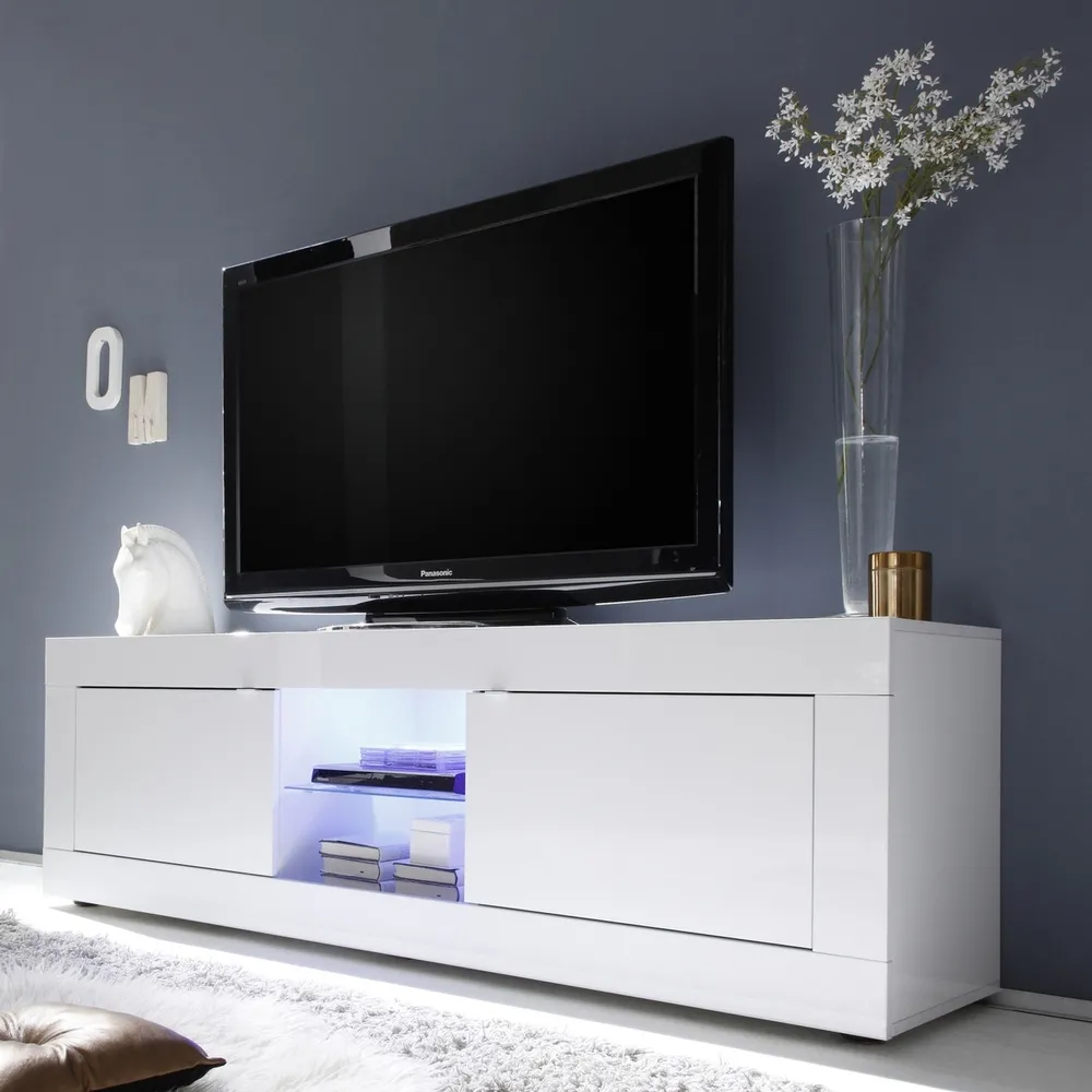 Szafka RTV biała połysk 181 cm Basic