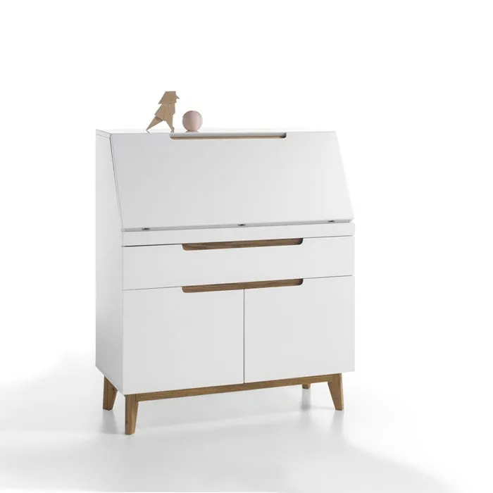 Sekretarzyk z szufladą i drzwiami biały mat 97 cm Malmo