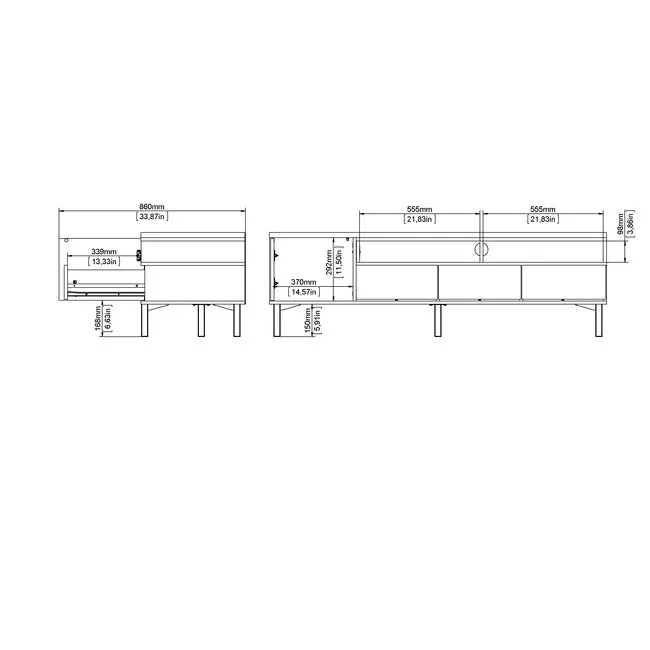 Szafka RTV czarna / orzech mat 156 cm Roomers