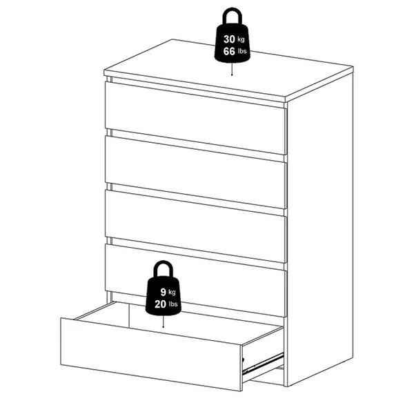 Komoda wysoka z szufladami czarna mat 77 cm Naia