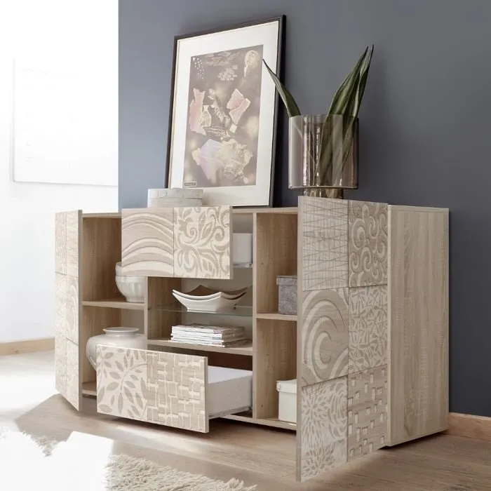 Komoda z szufladami i drzwiami dąb sonoma mat 181 cm Vero