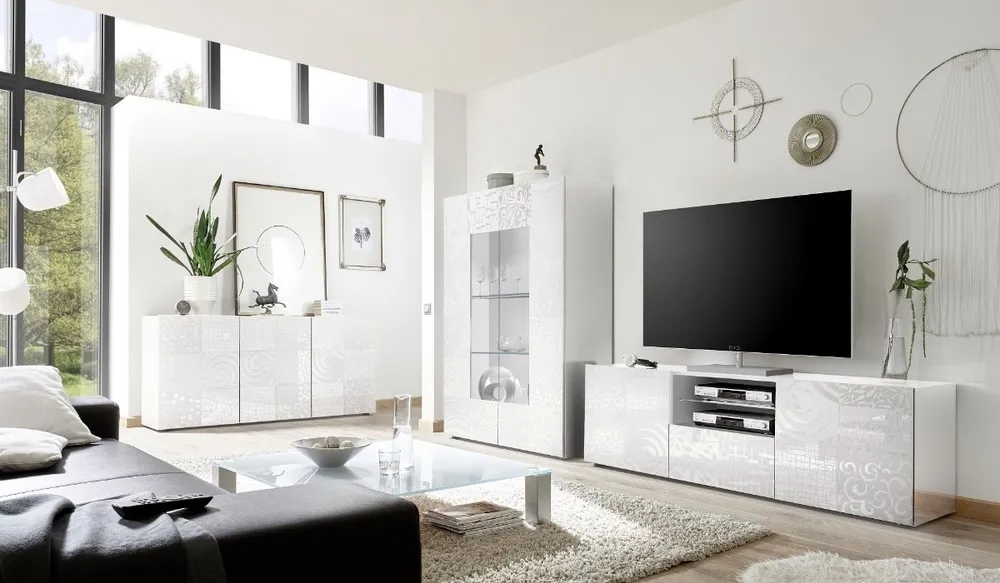 Witryna dwudrzwiowa biała połysk 121 x 166 cm Vero