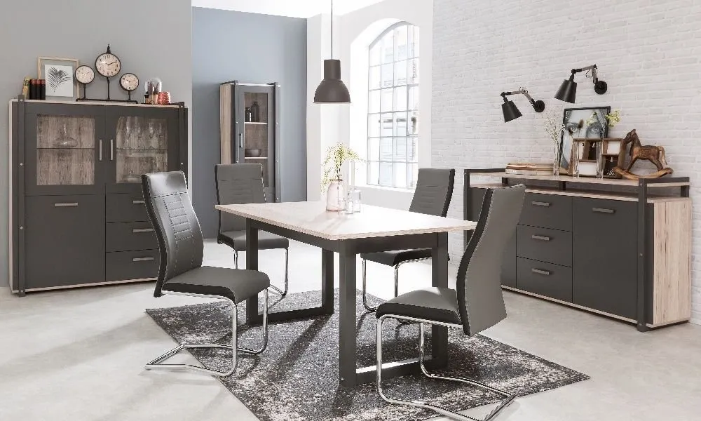 Witryna jednodrzwiowa z szufladami dąb / antracyt mat 54 x 190 cm Brooklyn