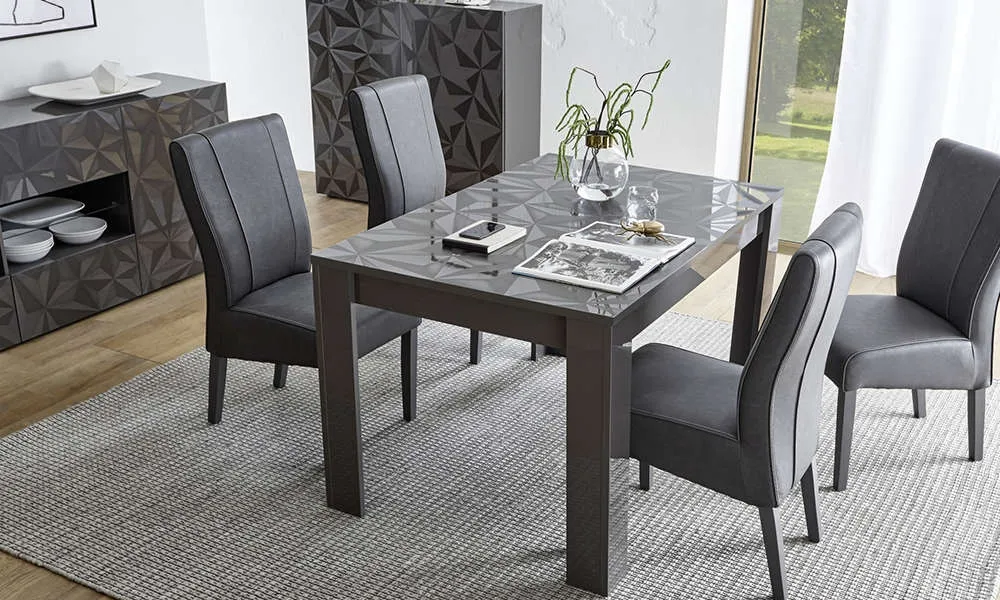 Stół rozkładany antracyt połysk 137 - 185 x 90 cm Prestige