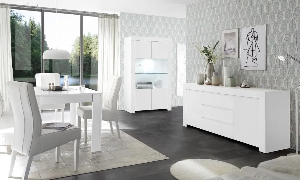 Witryna dwudrzwiowa biała mat 110 x 186 cm Tuscany