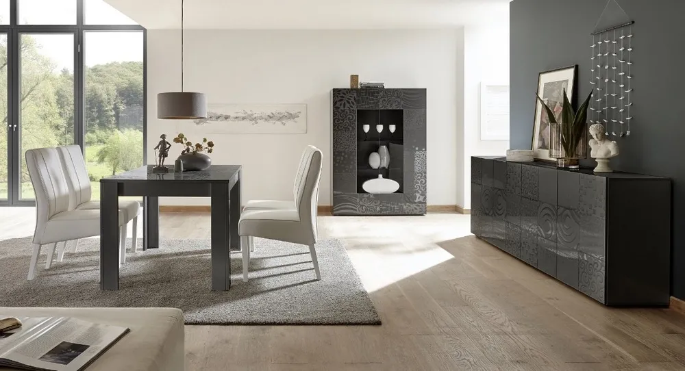 Stół rozkładany antracyt połysk 137 - 185 x 90 cm Vero