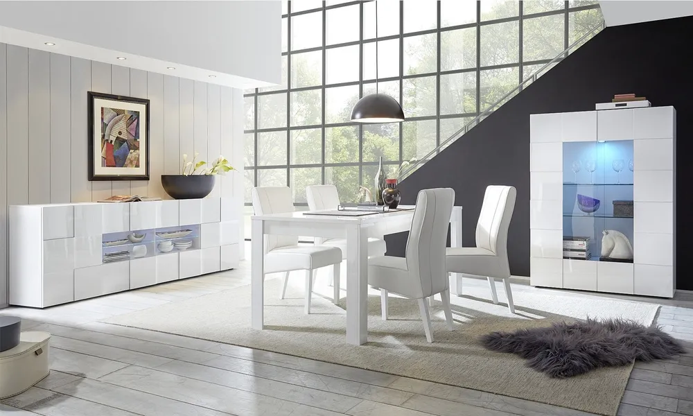 Witryna dwudrzwiowa biała połysk 121 x 166 cm Solo