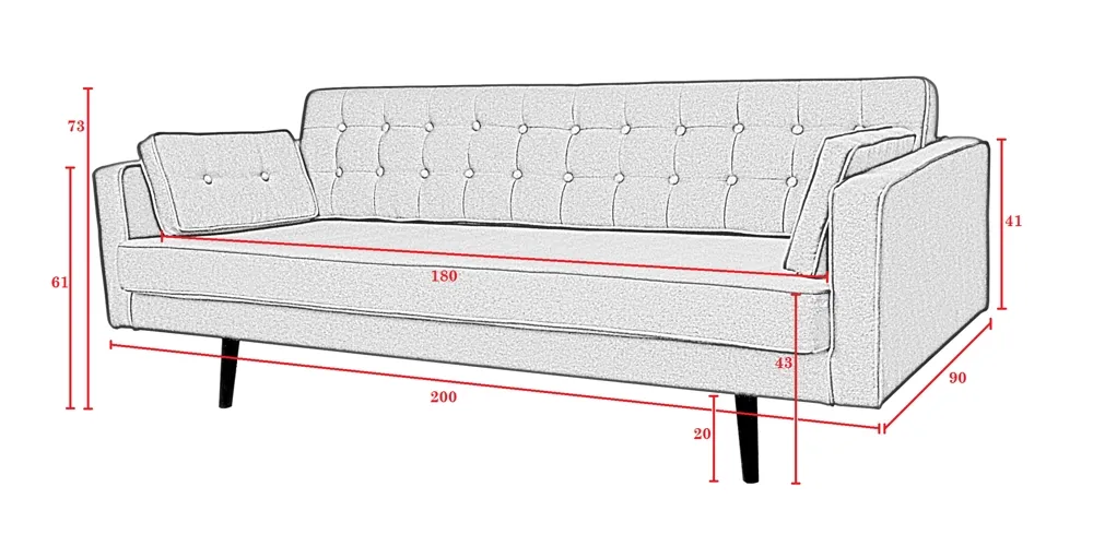 Sofa 3-osobowa tapicerowana czerwona Cavan