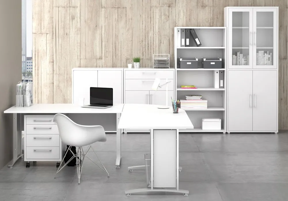 Biurko narożne białe mat 200 cm Prima