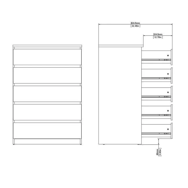 Komoda z szufladami biała / beton mat / wysoki połysk 77 cm Naia