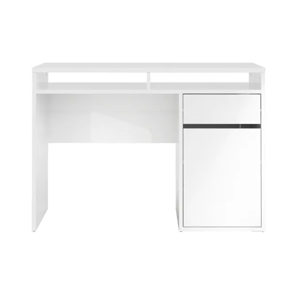 Biurko z szufladą i drzwiami białe wysoki połysk 110 cm Function Plus