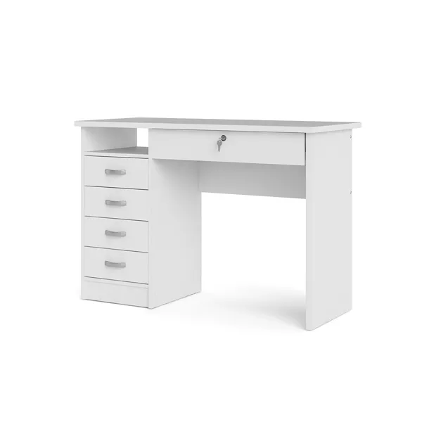 Biurko z szufladami i drzwiami białe mat 109 cm Function