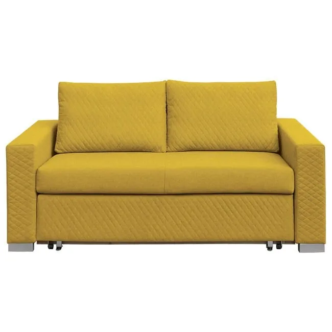 Sofa 2-osobowa tapicerowana żółta Derpik