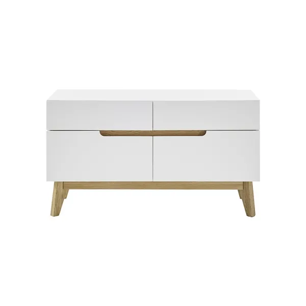 Szafka na buty z siedziskiem biała / dąb 97 cm Malmo